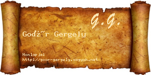 Goór Gergely névjegykártya